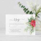クリスマスポインセチア冬の緑の植物学 出欠カード (スタンド正面)
