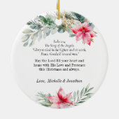 クリスマスポインセチア常緑フローラ聖句 セラミックオーナメント (裏面)