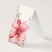 クリスマスポインセチア折りブックマークのブックマーク 名刺 (正面)