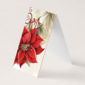 クリスマスポインセチア折りブックマークのブックマーク 名刺 (裏面)