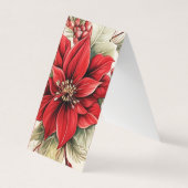 クリスマスポインセチア折りブックマークのブックマーク 名刺 (正面)