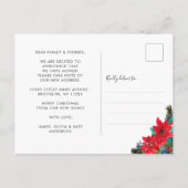 クリスマスポインセチア新しい住所ホリディムービング 案内ポストカード (裏面)