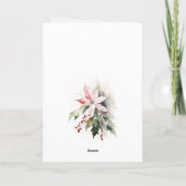 クリスマスポインセチア果実の葉の水色 シーズンカード (裏面)