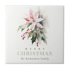 クリスマスポインセチア果実の葉の水色 タイル
