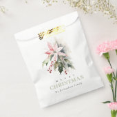 クリスマスポインセチア果実の葉の水色 フェイバーバッグ (封をした状態)