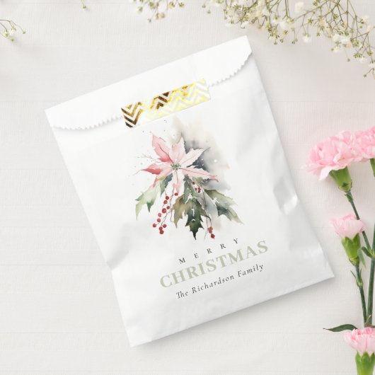 クリスマスポインセチア果実の葉の水色 フェイバーバッグ (封をした状態)