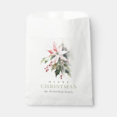 クリスマスポインセチア果実の葉の水色 フェイバーバッグ (正面)