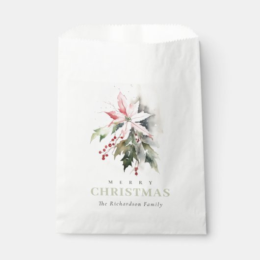 クリスマスポインセチア果実の葉の水色 フェイバーバッグ (正面)