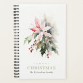 クリスマスポインセチア果実の葉の水色 プランナー手帳 (正面)