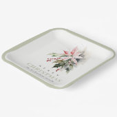 クリスマスポインセチア果実の葉の水色 ペーパープレート (傾斜あり)