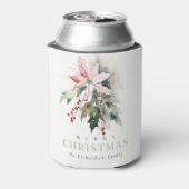 クリスマスポインセチア果実の葉の水色 缶クーラー (缶裏面)