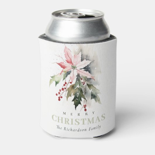 クリスマスポインセチア果実の葉の水色 缶クーラー (缶裏面)