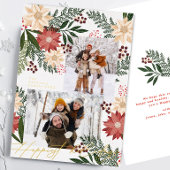 クリスマスポインセチア植物写真コラージュ 箔シーズンカード