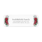 クリスマスポインセチア植物学差出人住所 ラベル (正面)