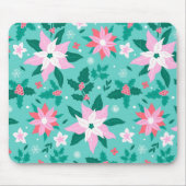 クリスマスポインセチア模様の荷物 マウスパッド (正面)