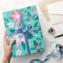 クリスマスポインセチア模様の荷物