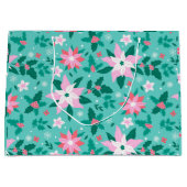 クリスマスポインセチア模様の荷物 ラージペーパーバッグ (正面)