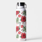 クリスマスポインセチア模様 ウォーターボトル (背面)