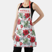 クリスマスポインセチア模様 エプロン (インサイチュ)