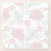 クリスマスポインセチア模様 ガラスコースター (裏面)