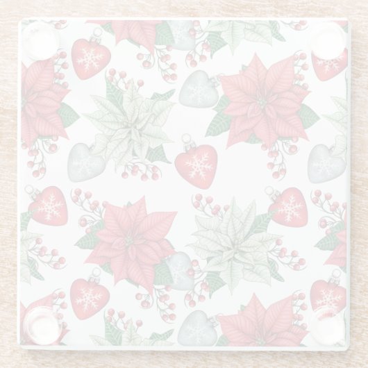 クリスマスポインセチア模様 ガラスコースター (裏面)