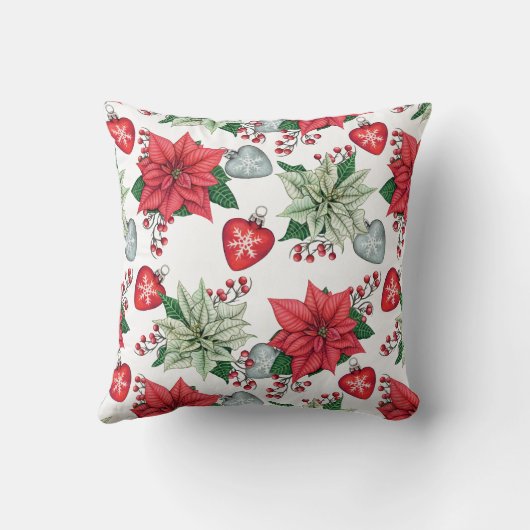 クリスマスポインセチア模様 クッション (裏面)