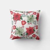 クリスマスポインセチア模様 クッション (正面)