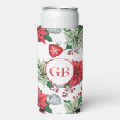 クリスマスポインセチア模様 スリム缶クーラー (Seltzer正面)