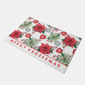クリスマスポインセチア模様 ドアマット (アングル)