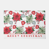 クリスマスポインセチア模様 ドアマット (正面)
