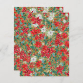 クリスマスポインセチア模様 ノートカード (正面/裏面)