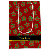 クリスマスポインセチア模様 ミディアムペーパーバッグ (裏面)