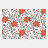 クリスマスポインセチア模様 ラッピングペーパーシート (正面2)