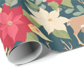 クリスマスポインセチア模様 ラッピングペーパー (ロールコーナー)