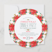 クリスマスポインセチア模様 招待状 (正面)