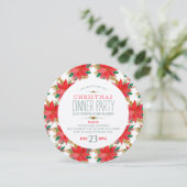 クリスマスポインセチア模様 招待状 (スタンド正面)