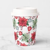 クリスマスポインセチア模様 紙コップ (裏面)