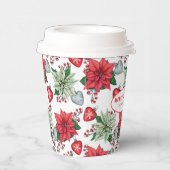 クリスマスポインセチア模様 紙コップ (右)