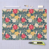 クリスマスポインセチア模様 薄葉紙 (クラフト)