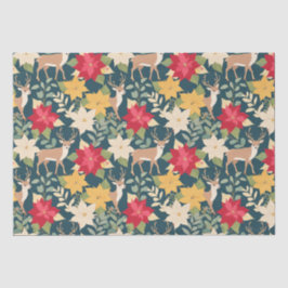 クリスマスポインセチア模様 薄葉紙