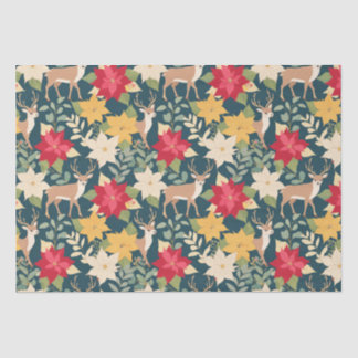 クリスマスポインセチア模様 薄葉紙