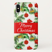クリスマスポインセチア模様iPhone Xケース Case-Mate iPhoneケース (裏面)