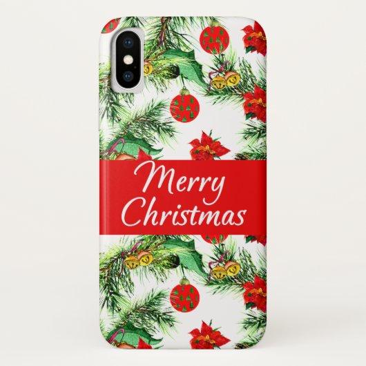 クリスマスポインセチア模様iPhone Xケース Case-Mate iPhoneケース (裏面)