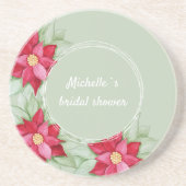 クリスマスポインセチア水の色の手絵を描形 コースター (正面)