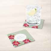 クリスマスポインセチア水の色の手絵を描形 スクエアペーパーコースター (インサイチュ)