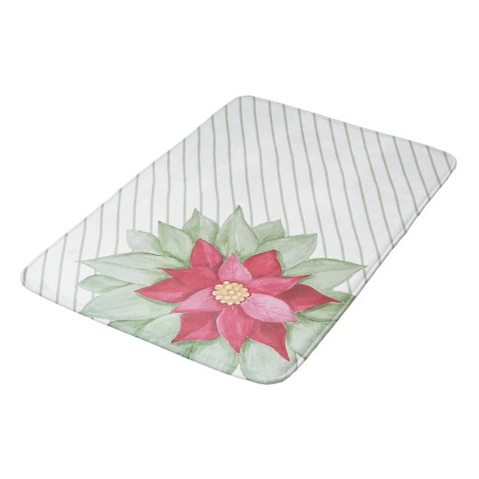 クリスマスポインセチア水の色の手絵を描形 バスマット (アングル)