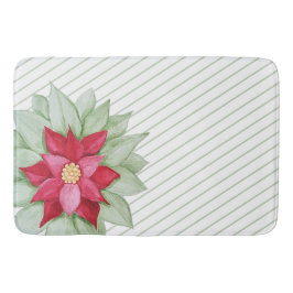 クリスマスポインセチア水の色の手絵を描形 バスマット
