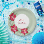 クリスマスポインセチア水の色の手絵を描形 ペーパープレート (パーティー)