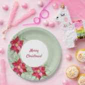 クリスマスポインセチア水の色の手絵を描形 ペーパープレート (パーティー)