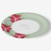 クリスマスポインセチア水の色の手絵を描形 ペーパープレート (アングル)